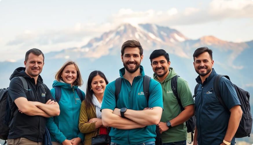 Our Team 1 people infront of a moutain